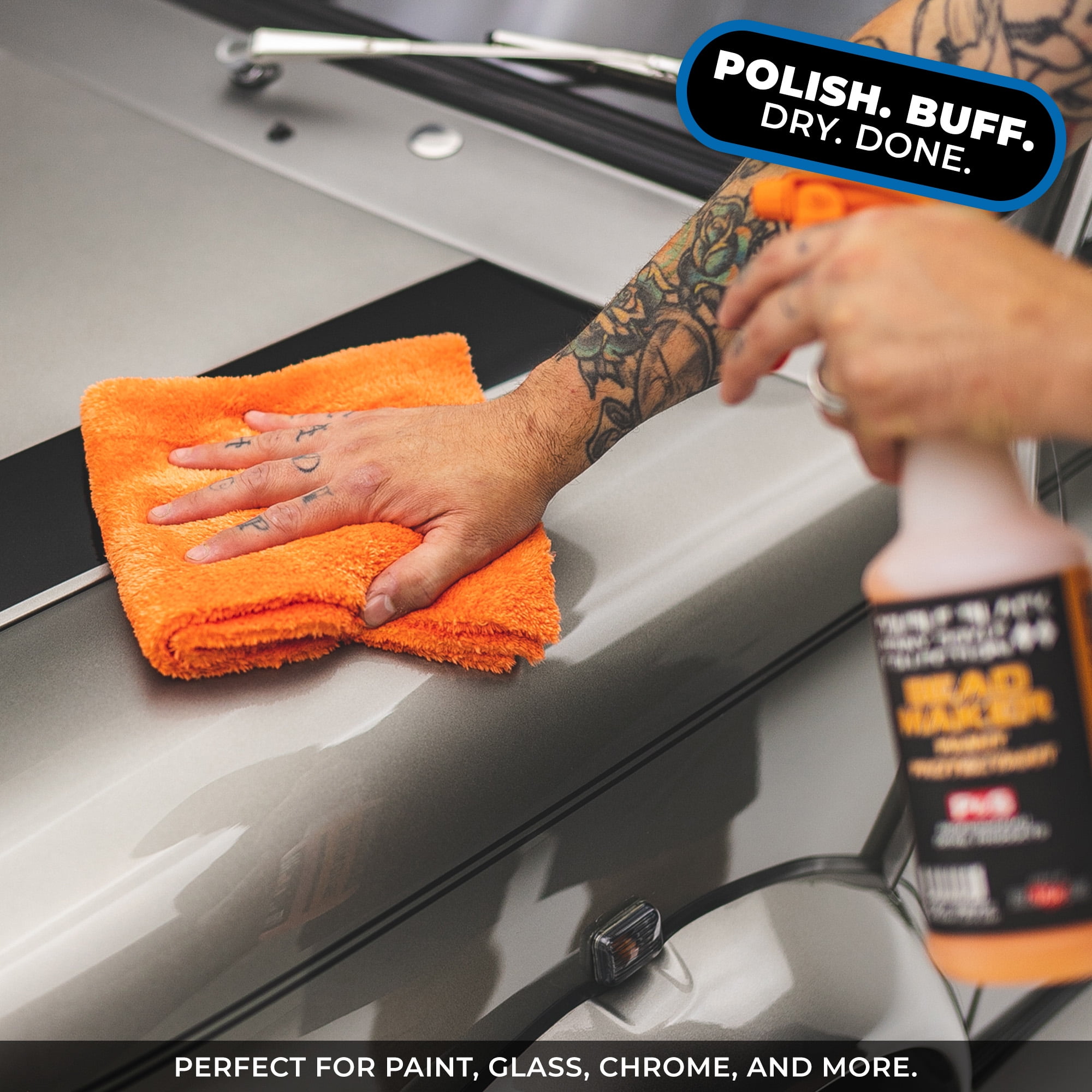The Rag Company - Eagle Edgeless 500 - Microfiber Towels For Cars - 500gsm, 16in x 16in, Orange (4 Pack)