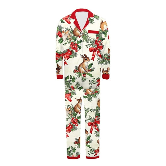 Zwiiyzr Family Christmas Pajamas Matching Sets for Dad Parent Child Outfit Christmas Set Printed Home Clothes Sleepwear Set Father Style Green-Dad