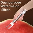 thumbnail image 2 of KCEHTA 2-in-1 Stainless Steel Fruit Cutter, 2024 New Watermelon Fork Slicer Cutter, Dual Head Fruit Forks Slicer Watermelon Cutter Tool for Home Kitchen Camping, 2 of 5