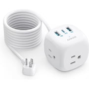 Anker 20W USB C Power Strip, 321 Power Strip with 3 Outlets and Power Delivery Charging for iPhone 15/15 Plus/15 Pro/15 Pro Max, 5 ft Extension Cord