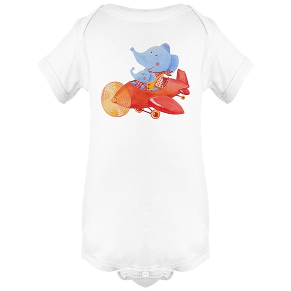 Elephants On Red Airplane Bodysuit Infant -Image by Shutterstock,  Newborn