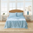 thumbnail image 3 of Coastal Living 4-Piece Blue Print Soft Brushed Microfiber Luxury Cooling Sheet Set, Queen, 3 of 11