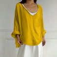 thumbnail image 6 of Holzkary Linen Tops for Women Loose Fit Basic Solid Tunic Tops Flowy Hem Boho Clothing Trendy 2025 Women's Solid Color Loose Plus Size Long Cotton Texture Dress Shirt Yellow 3Xl, 6 of 7