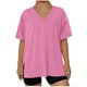 thumbnail image 3 of Mujeres Más Tamaño Manga Larga Tops con Cuello en V, Color Sólido Doblado Hendidura Suéter para el Uso Casual Diario en el Hogar, 3 of 6