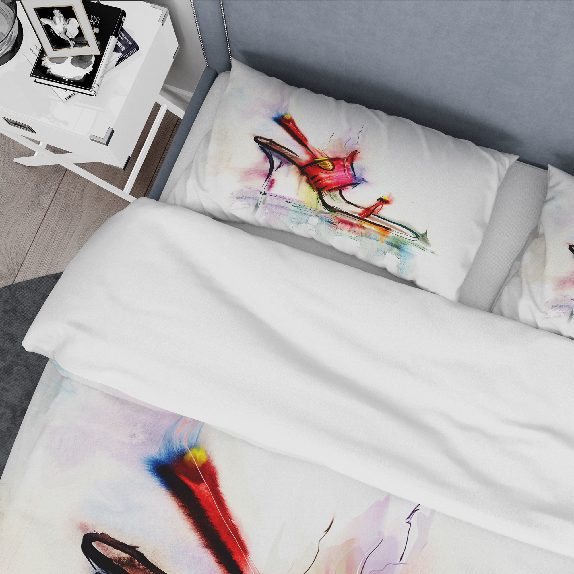 Designart 'Red High Heel Shoe' Abstract Duvet Cover Set