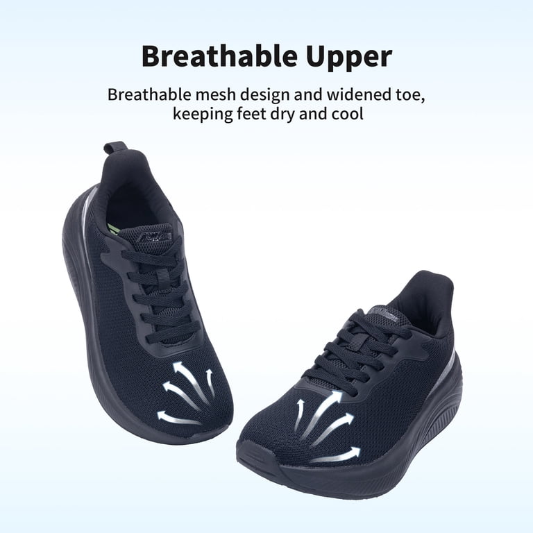 FefiYo Plantar Fasciitis Walking Sneakers, Wide Toe Box with Arch