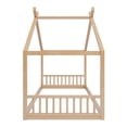 thumbnail image 5 of CATLK House Shape Twin Size Montessori House Bed, Wooden Floor Bed with Headboard and Footboard for Kids Girls,Boys, Easy Assembly,Without Slats, Natural, 5 of 5