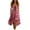 Pink, variant on Uobin Women Boho Vintage Dress V Neck Tie Waist Ruffle Puff Sleeve Irregular Hem Flowy Casual Vacation Dress