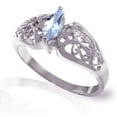 thumbnail image 3 of Galaxy Gold 14K White Gold Natural Marquis-Shaped Aquamarine Filigree Solitaire Ring - March Birthstone - Courage & Clarity - Sizes 5.5 to 11 - Fine Jewelry for Women, 3 of 4