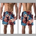 thumbnail image 3 of luoweisi Men's Beach Shorts Quick Dry Swim Trunks with Mesh Lining American Flag and Animals L, 3 of 5