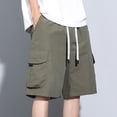 thumbnail image 4 of Men Shorts Casual Knees Plus Size Cargo Shorts for Men, Fashion Elastic Waist Casual Shorts with Multi Pocket, Loose Hiking Sports Short Pants Green-a 4XL, 4 of 6