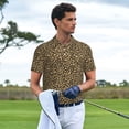 thumbnail image 3 of Rateoe Leopard Print Pattern Men's Short Sleeve Polo Shirts, Golf Polo Shirts Short Sleeve Performance Moisture Wicking Dry-X-Large, 3 of 6