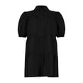 thumbnail image 4 of Womens Dress Summer Buttons Down Puff Short Sleeve Ruffle Hem Tunic Loose Mini Dress, 4 of 6