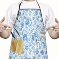 thumbnail image 2 of Pioneer Flower Floral Print Pattern Apron-Garden Aprons for Women with Pockets-Cotton Linen Waterproof Kitchen Cooking Gardening Aprons Adjustable for Kitchen,Cooking,BBQ and Salon 33x27 Inch, 2 of 7