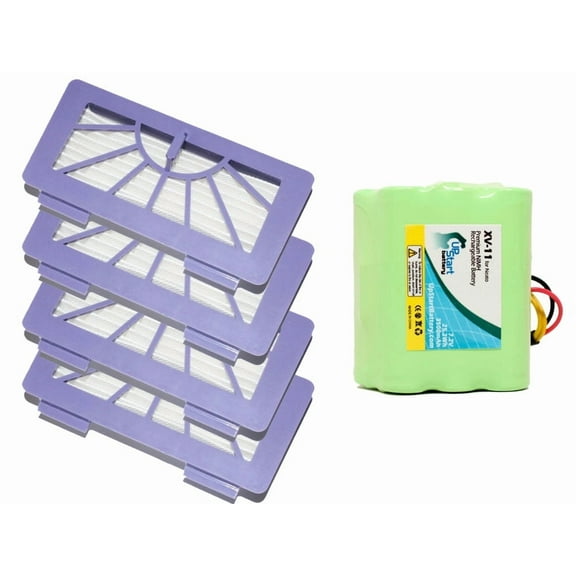 Neato XV Signature Pro Battery and Filters - Kit Includes Neato Battery and 4 Filters (3500mAh, 7.2V, NI-MH)