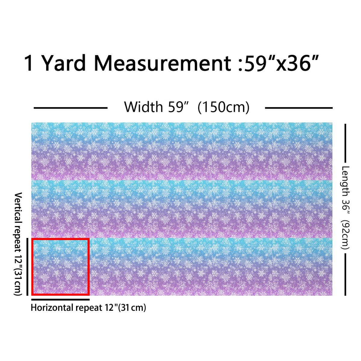 Manfei Winter Snowflakes Fabric by the Yard 1 Yard for Girls, Blue Purple Ombre Galaxy Sewing Fabric, New Year Festival Room Decor Fabric by the Yard