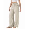 thumbnail image 3 of Women'S High Waist Drawstring Wide Leg Linen Blend Casual Pants with Pockets Color L, 3 of 8