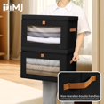 thumbnail image 5 of 2 Pack Black Closet Storage Bins with Lids Front Opening Storage Bin Collapsible Fabric Organizer with Clear Window Dual Handles Closet Clothes Blanket Book Storage Box for Home DIMJ, 5 of 13