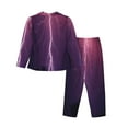 thumbnail image 2 of Bingfone Womens Pajama Sets Thunderstorm Violet Purple Print,Long Sleeve Loungewear Pajamas Set-Large, 2 of 9