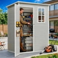 thumbnail image 6 of 5 x 3 ft Resin Outdoor Storage Shed, Lofka Plastic Storage Shed, Heavy Duty Floors, Colorfast, Double Lockable Doors for Garden and Backyard, 6 of 8