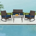 thumbnail image 2 of Gymax Set of 4 Wicker Rocking Set w/ Loveseat & Coffee Table Heavy-Duty Metal Frame Navy, 2 of 10