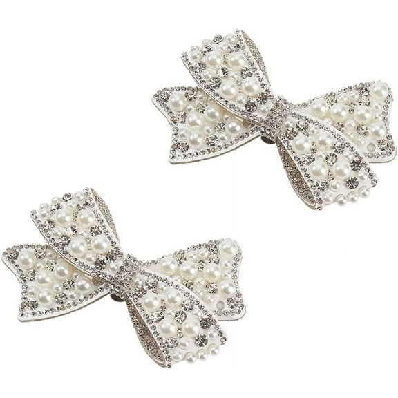 DELORIGIN1 Pair Pearl Shoe Clips Wedding Shoe Buckles Bridal Removable Shoe Clips Bowknot Shoe Buckle Bag Clothing Hair Decorations DIY