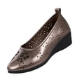 thumbnail image 7 of HTHLVMD Perforated Wedge Shoes, Cut-Out Comfort Footwear, Women's Ballet Flats Business Office Work Dress Shoes Low Wedge Round Toe Slip-Ons Comfortable Dressy Casual Flats for Women, Gray 9, 7 of 7