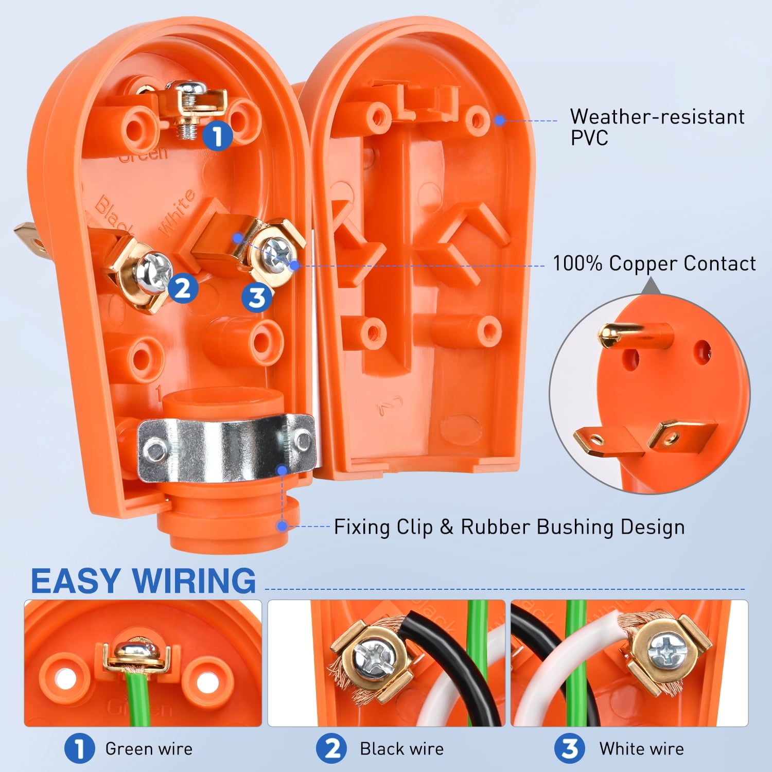 Nilight 30 Amp RV Male and Female Plug Set TT-30P Plug and TT-30R Receptable 125 Volt Heavy Duty Electrical Camper Plug ETL Listed for RV Caravan Motorhome Van Trailer 2 Years Warranty