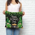 thumbnail image 2 of St. Patrick's Day Pillow Covers 16x16 Inch Decorative Throw Pillow Cover, Spring Lucky Shamrocks Green Gnomes Black Sofa Pillowcases Accent Cushion Case Home Decor Bedroom Living Room, 2 of 6