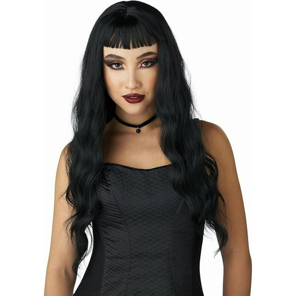 Trad-Goth Wavy Costume Wig With Micro Bangs