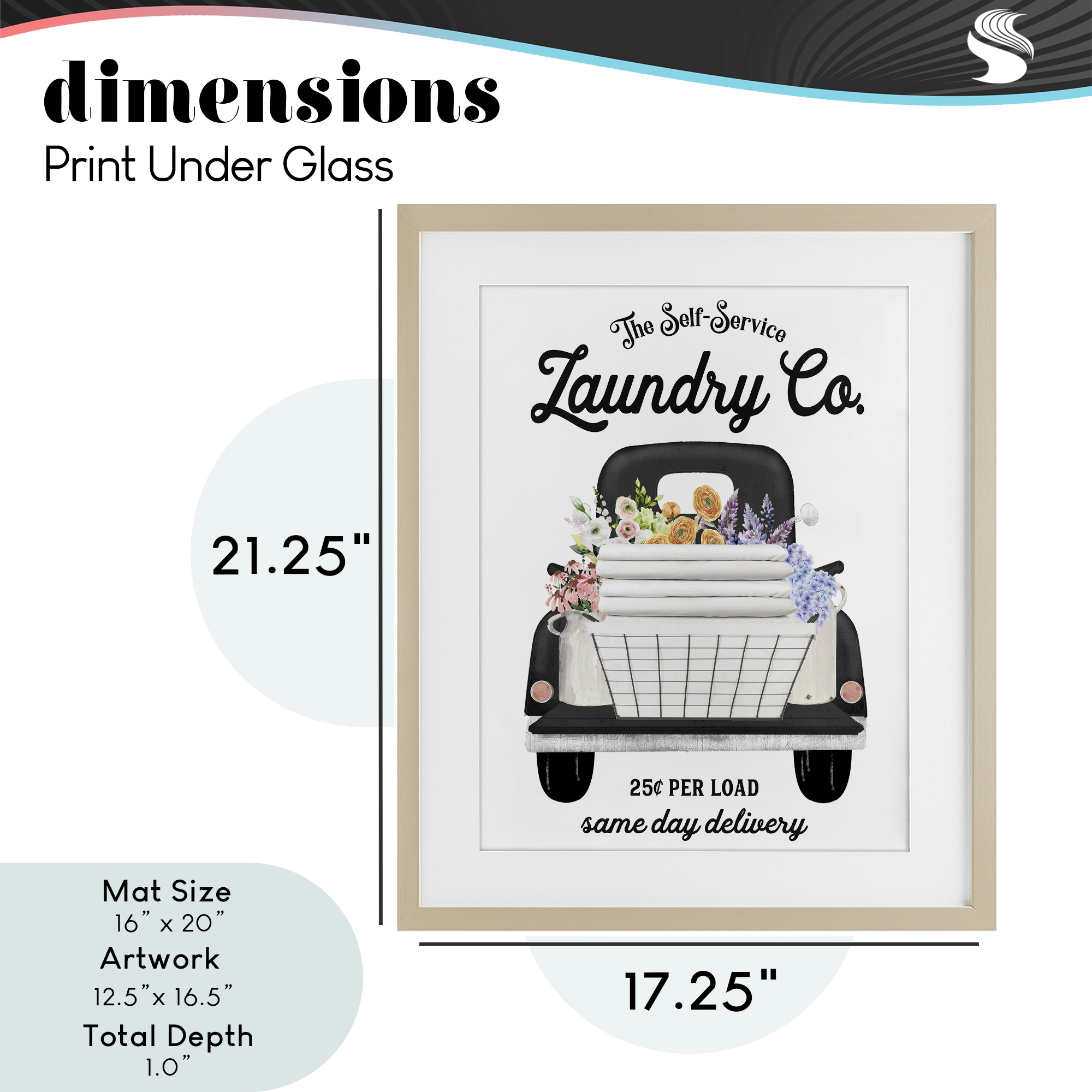 Laundry Service Truck Birch Framed Print Under Glass, design by Lettered and Lined