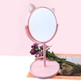 thumbnail image 4 of Espejo de escritorio con forma de lindas orejas de gato, espejo de tocador Kawaii para usted en el baño o el dormitorio, baño de dormitorio Kawaii redondo alto y rosa, 4 of 5