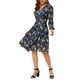 thumbnail image 5 of INSPIRE CHIC Vestido Envolvente de Manga Obispo con V Cuello Floral Bohemio para Mujeres M Azul Oscuro, 5 of 7