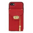 thumbnail image 6 of Allytech iPhone SE 2020 Case, iPhone SE 2022 Case Wallet, Multiple Cards Slots Zipper Cash Pocket Stand Lanyard Bumper Wallet Cases Cover for Apple iPhone SE 3rd 2nd Gen/ iPhone 7/8 -Red, 6 of 10