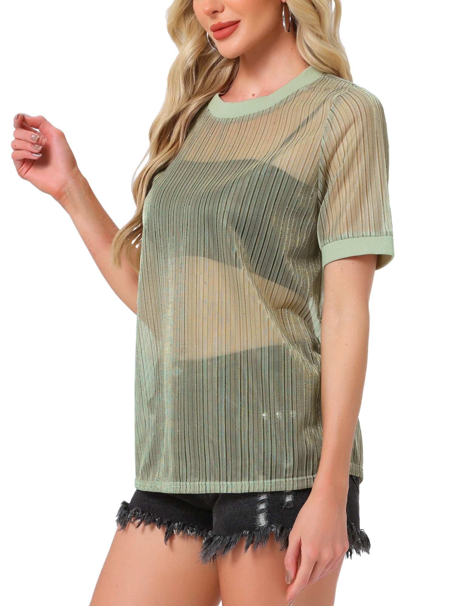INSPIRE CHIC Women's Halloween Mesh T-Shirt Cover Up Party Short