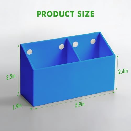 Magnetic Dry Erase Marker Holder for Whiteboard, Acrylic Magnet Pen Holder for Refrigerator Fridge, Marker Holder for Classroom Teacher, Pencil Cup,Office Accessories, Locker Organizer(Blue)