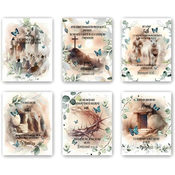 Bible Verse Prints,KJV Wall Art,Fruit of the Spirit - Rustic Christian Wall Decor, Inspirational Bible Art,Bedroom | Living Room | Office Wall Decor,6pcs(8X10,No Frame)