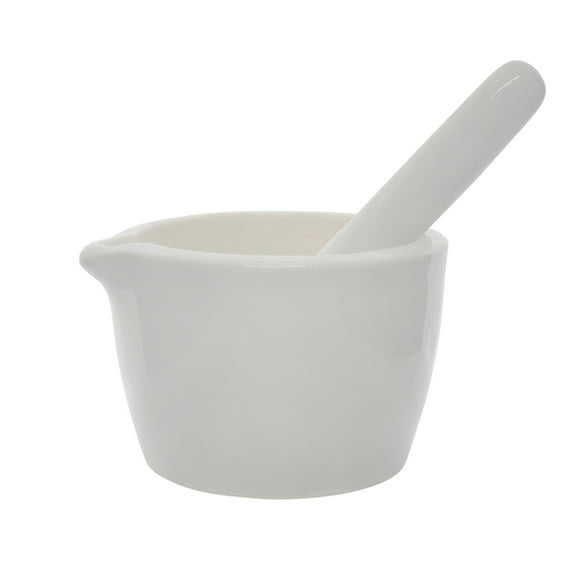 Porcelain Mortar & Pestle Set, 2.4oz (70ml) - Heavy Duty - Unglazed Grinding Surface - Excellent for Kitchen or Laboratory - Grinds Powdered Chemicals, Herbs, Spices, Pills - White - Eisco Labs