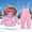 A Pink, variant on SGFCWSX Boys Girls Snow Suits Set Puffer Jacket with Furry Hood and Bib Pants for Kids Waterproof Insulated Heart Print Winter Outfit Purple Size 5-6 Years