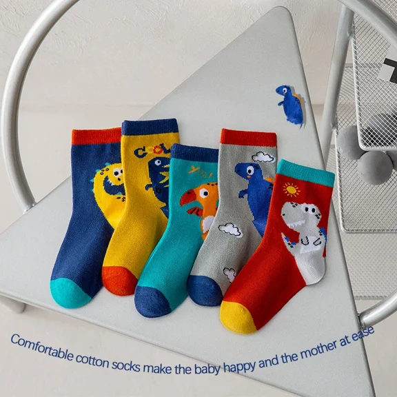 5Pairs/lot Baby Socks Newborn Baby Boy Socks 1-3-5-8-12Y Kids Cotton Cute Animal Design Fadeless Soft Children's Socks for Boys 5Pairs L(6-8T)