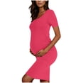 thumbnail image 2 of gakvbuo Maternity Dress For Photoshoot Womens Short Sleeve Breast-Feeding Maternity Nursing Dress Bodycon Pregnancy Scoop Neck Ruched Midi Fitted Dresses For Women 2042, 2 of 7