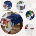 thumbnail image 5 of Navy Blue Snowman Christmas Table Cloth Waterproof Tablecloths, Gifts Xmas Tree Winter Snowflake Tablecloth Dining Table Cover for Kitchen Party Tabletop Outdoor, Rectangle Tablecloth 60x120 Inch, 5 of 9