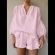 thumbnail image 5 of Conjunto de Dos Piezas para Mujer: Top de Larga con Lazo y Bóxer con Volantes Conjunto Informal A Juego Rosa L, 5 of 9