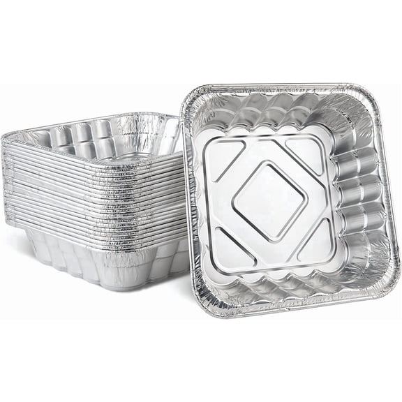 PLASTICPRO Aluminum Foil Baking Pans 10" x 10'" x 3" Square Tin Foil Cake Pan for Ovens