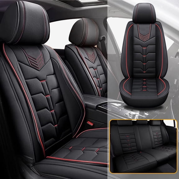 AOMSAZTO Car 5-Seat Covers Front & Rear Full Set Faux Leather Seat Cushion Protector Waterproof For Jeep Liberty 2002-2012