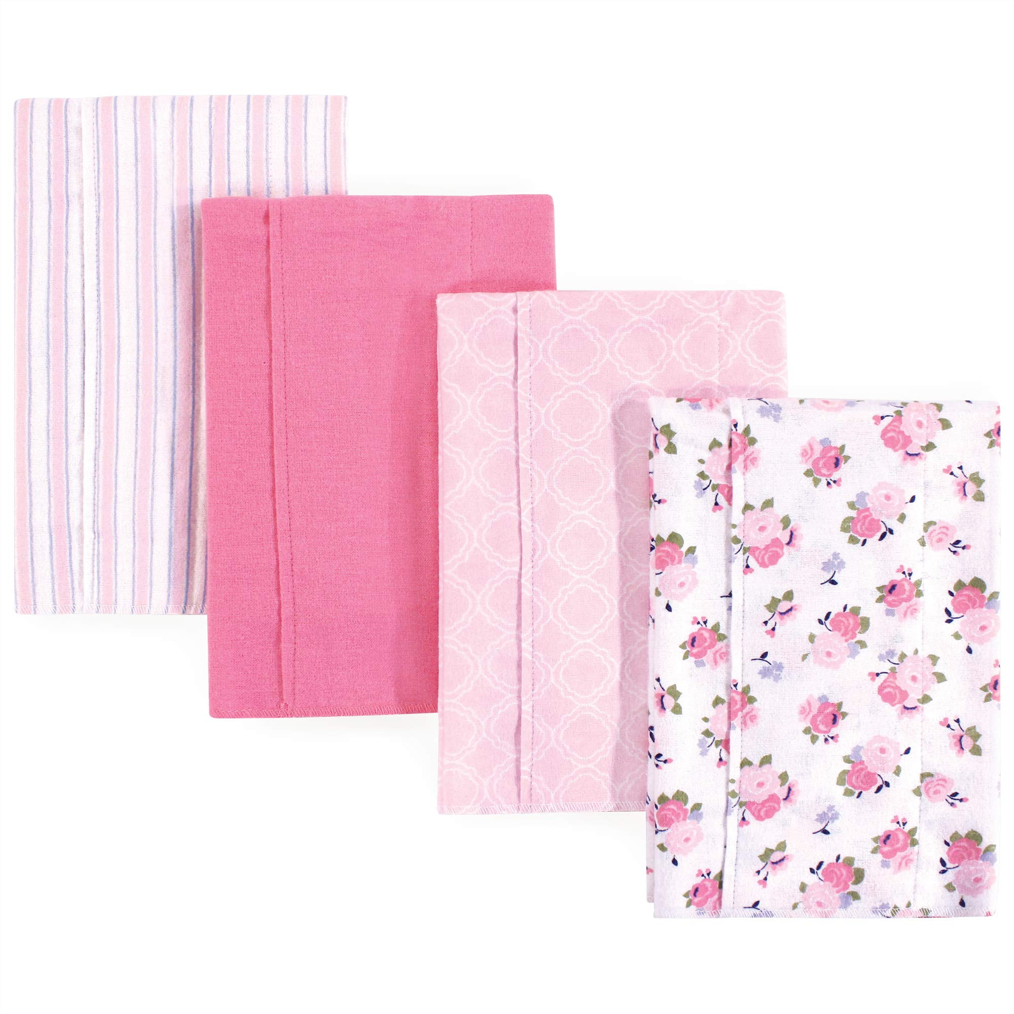 Luvable Friends Baby Girl Cotton Flannel Burp Cloths 4pk, Rainbow, One Size