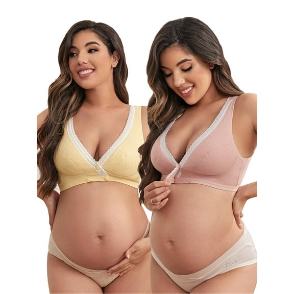 Breastfeeding bra 2-piece set seamless V-neck maternity bra, maternity nursing bra vest