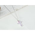 thumbnail image 3 of Colorful Cross of Faith Inlaid Pink Shell .925 Sterling Silver Necklace, 3 of 8
