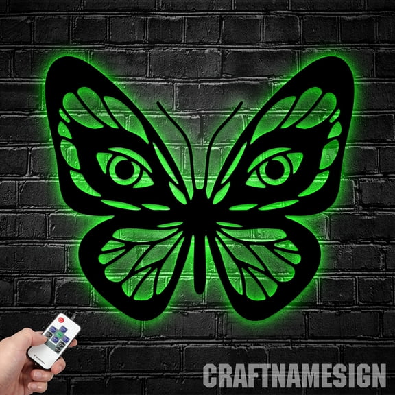 Craftnamesign Metal Butterfly Wall Art Led Light, Butterfly Metal Sign
