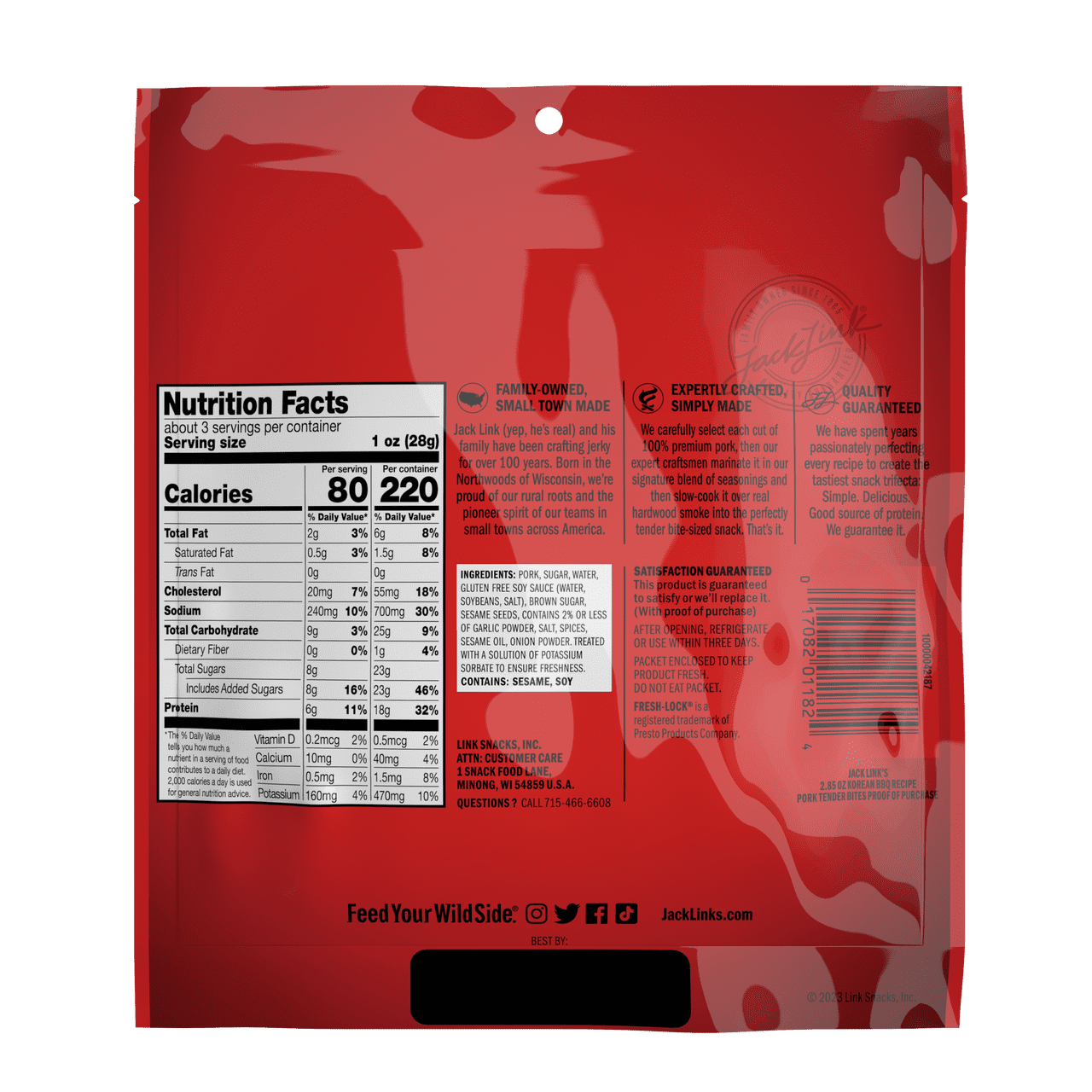 2.85oz Jack Link's Korean Barbecue Pork Steak Tender Bites 1/1 Count